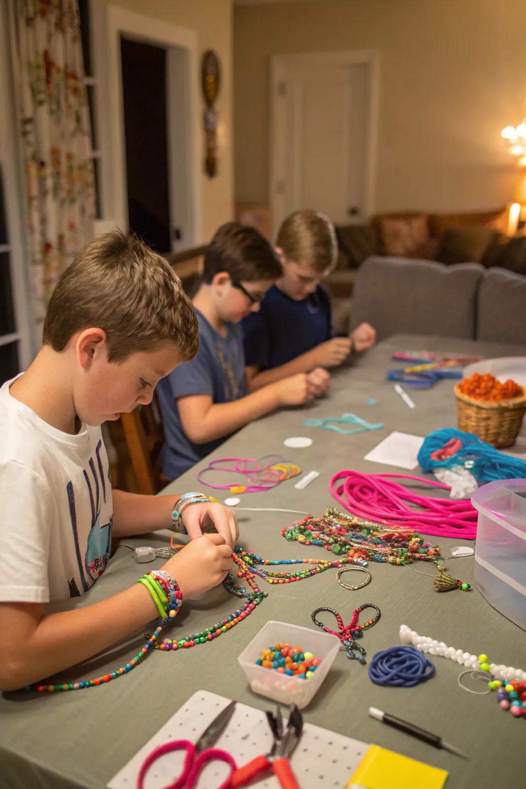 Encourage imagination by using a craft corner stocked with entertaining materials.