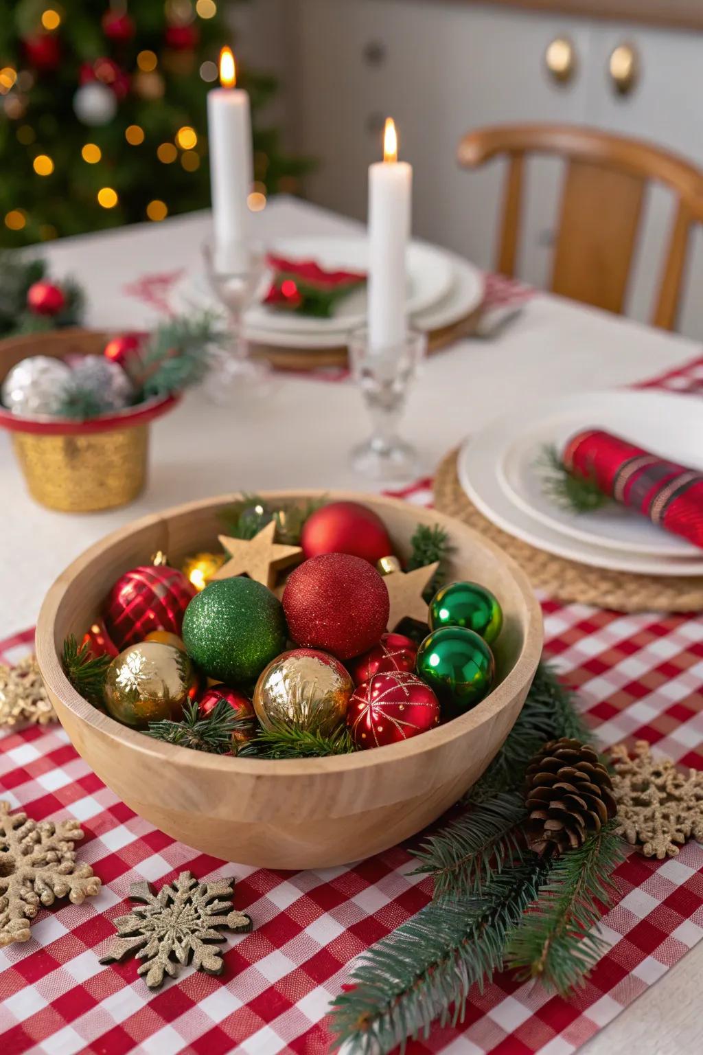 Celebratory holiday jubilation through kaleidoscopic baubles