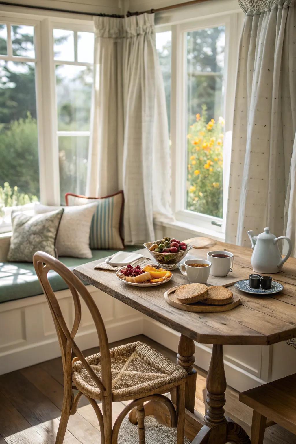 Curtains let you control the light while adding softness to the nook.