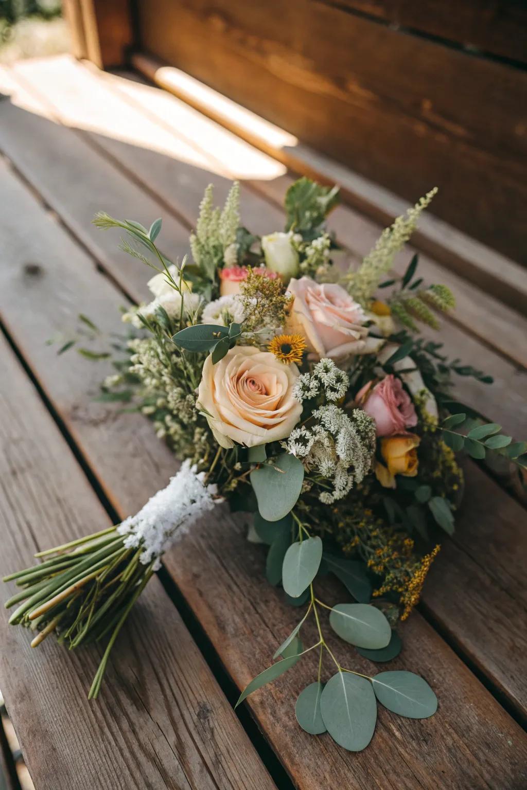 A bouquet that embodies rustic romance and natural beauty.