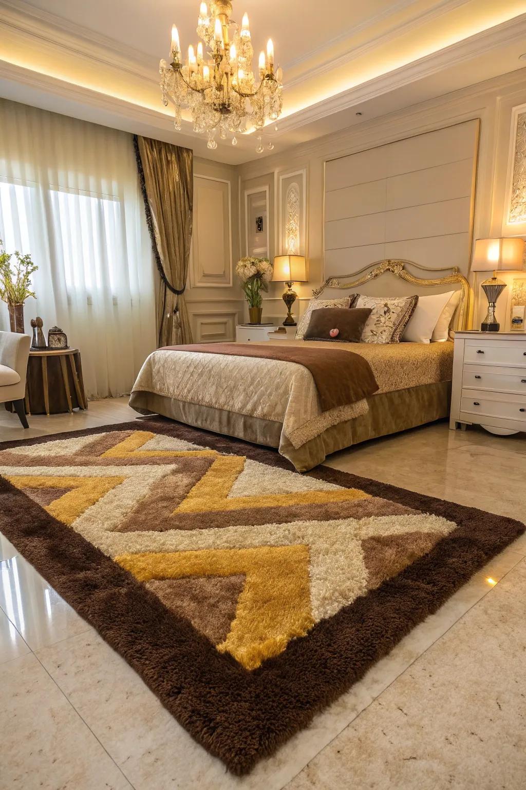 A sumptuous rug adds comfort and harmonizes the space.