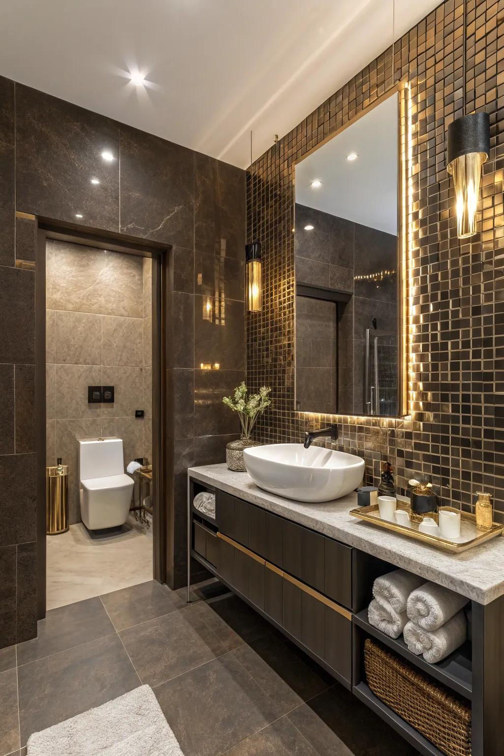 Elevate your space with bronze mosaics.