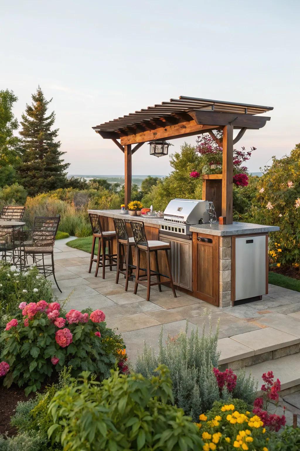 An outdoor bar adds a sociable element to your BBQ area.