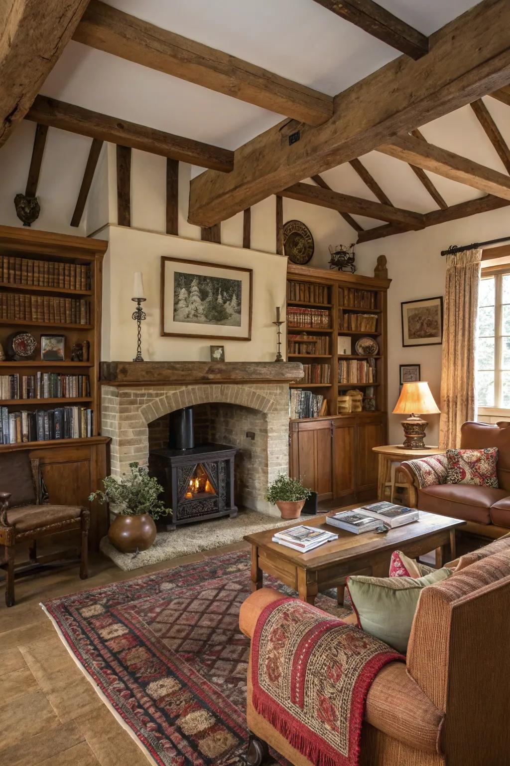 Rustic details add warmth and character to your fireplace built-ins.