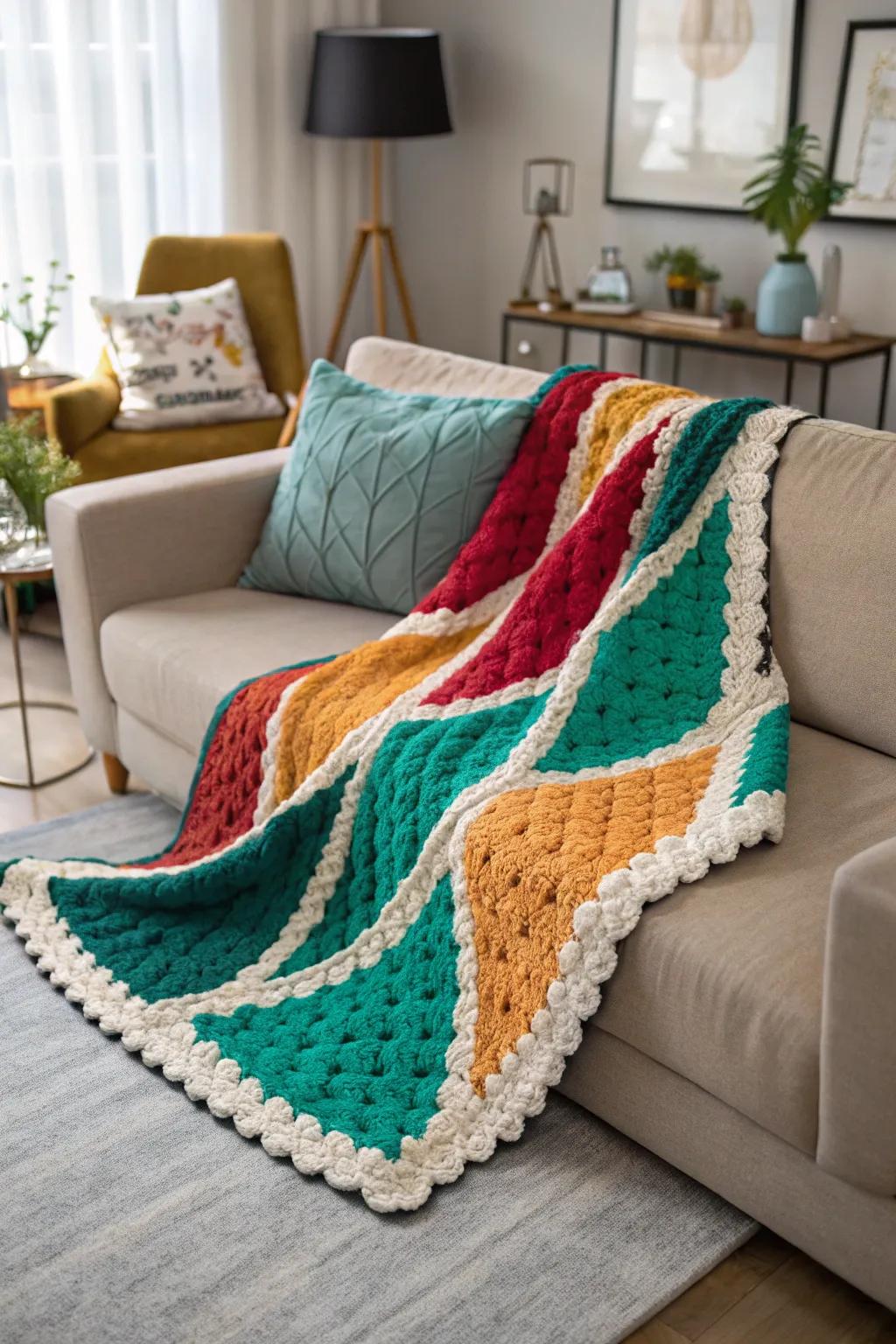 Contrasting colors produce a visually vibrant impact.