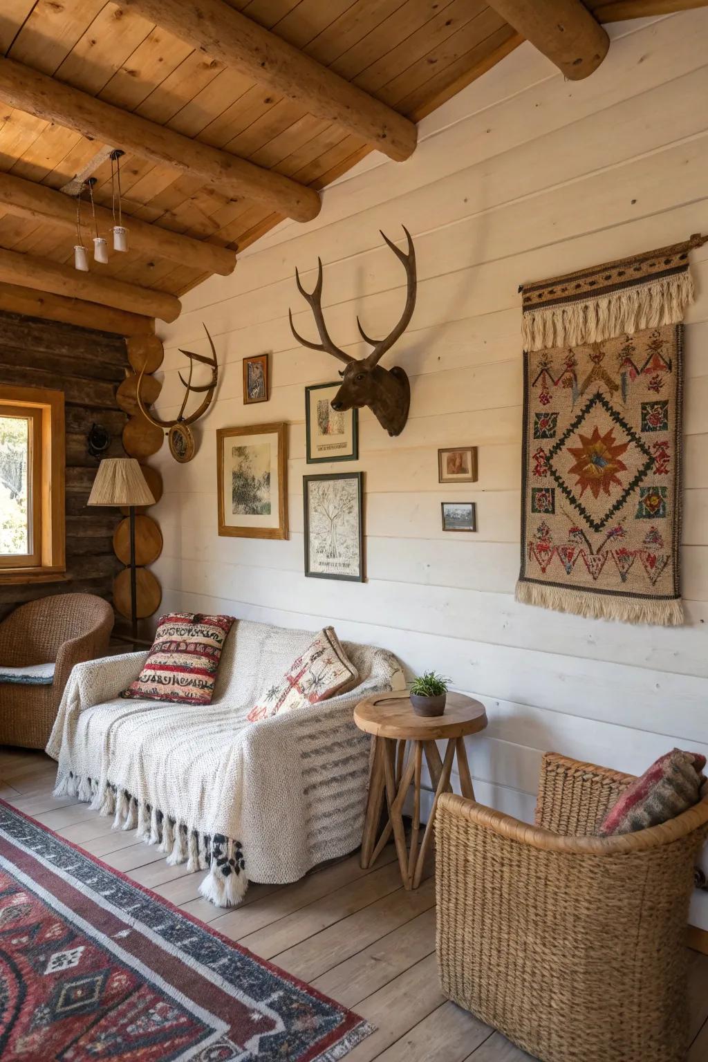 Decorative touches add charm and personality to the cabin.