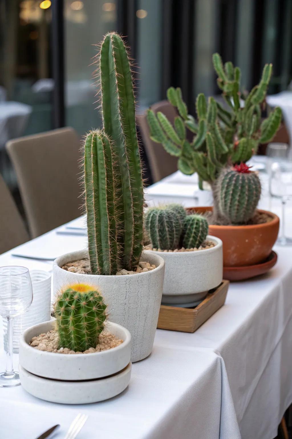 Layering cacti at different heights adds depth to the display.