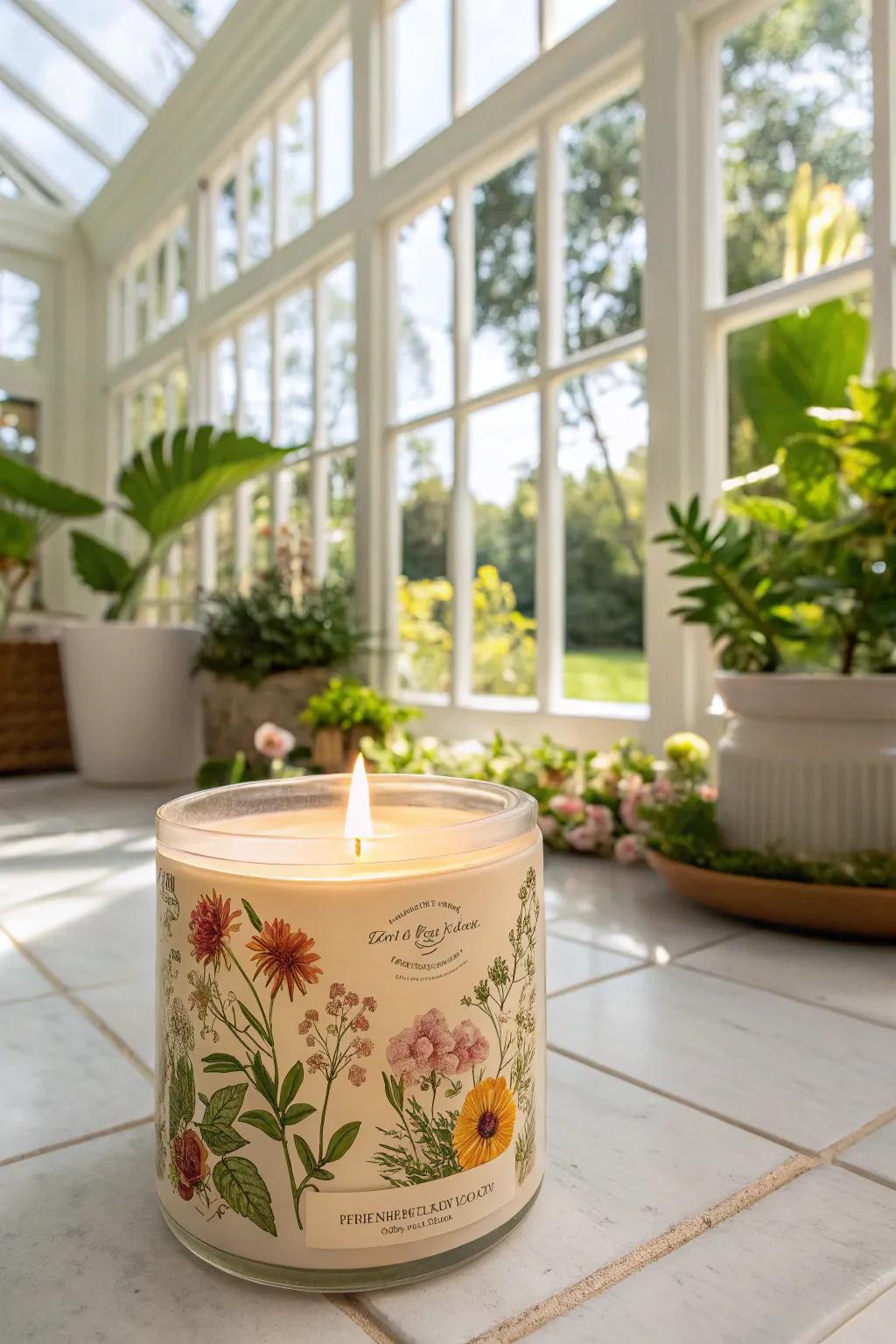 Floral candle labels that import nature’s splendor indoors.
