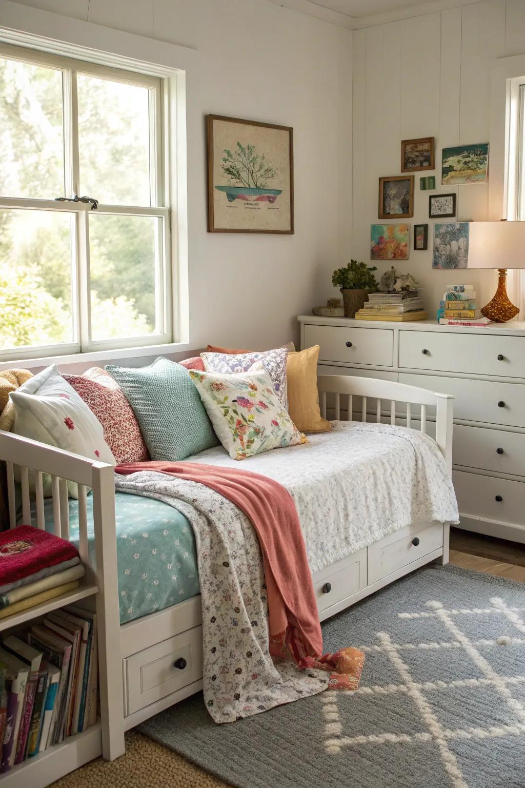 A lounger offers versatility and style.