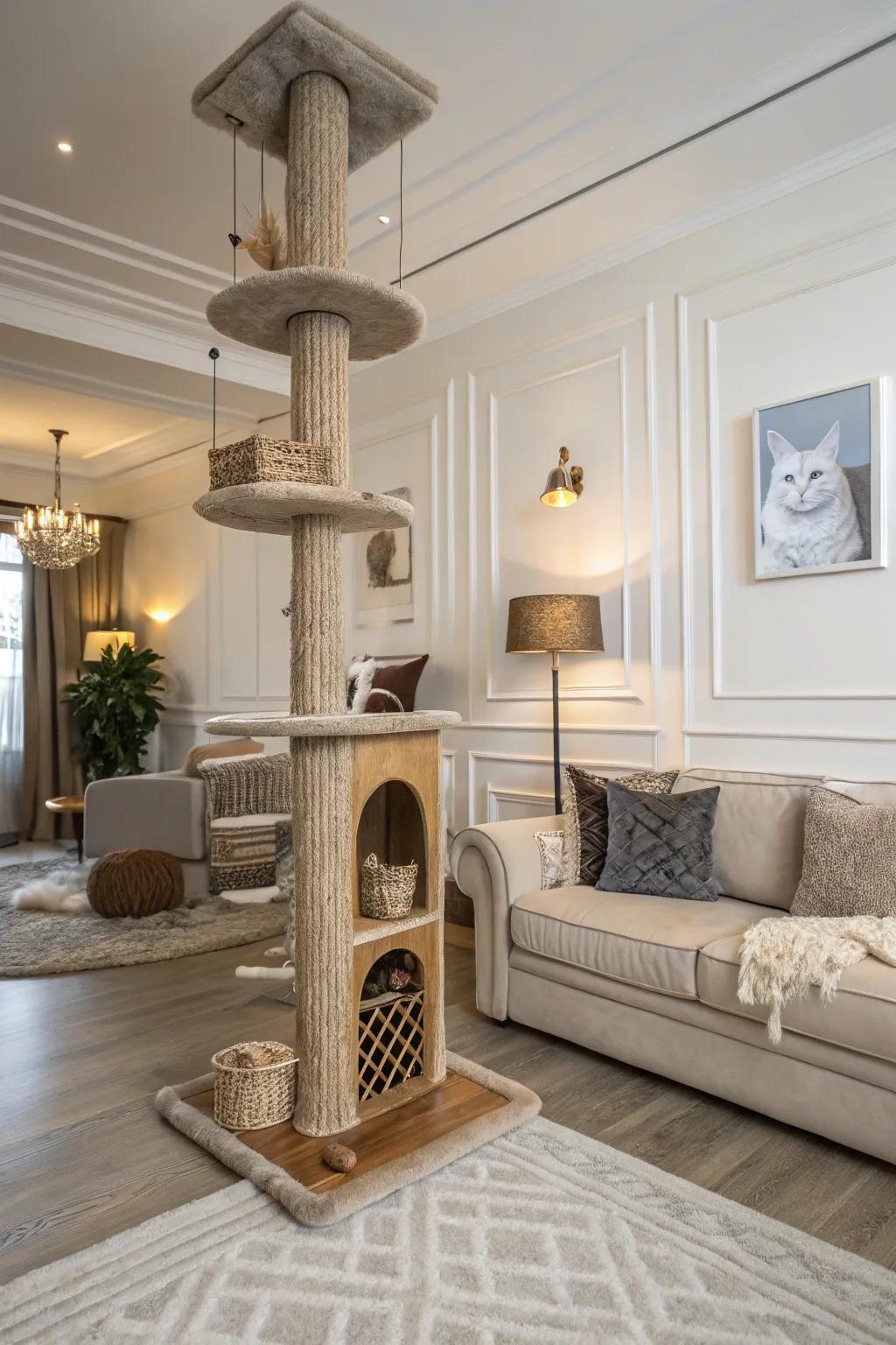 Harmonious integration ensures your cat tree is in sync with your home's design.
