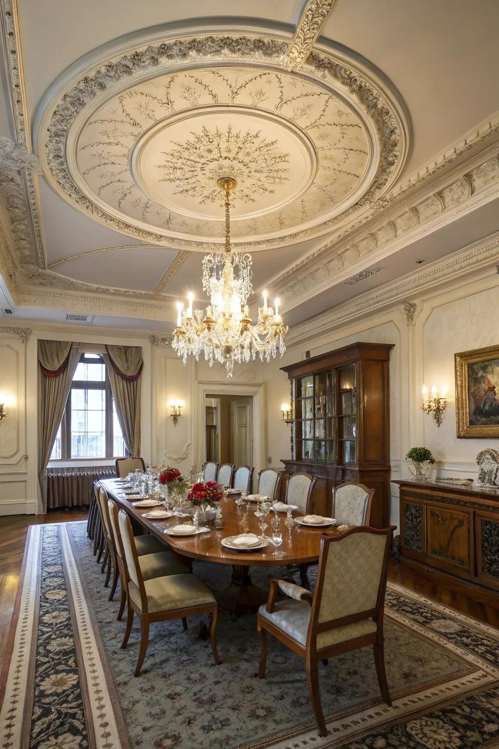Overhead medallions introduce an element of sophistication and design.