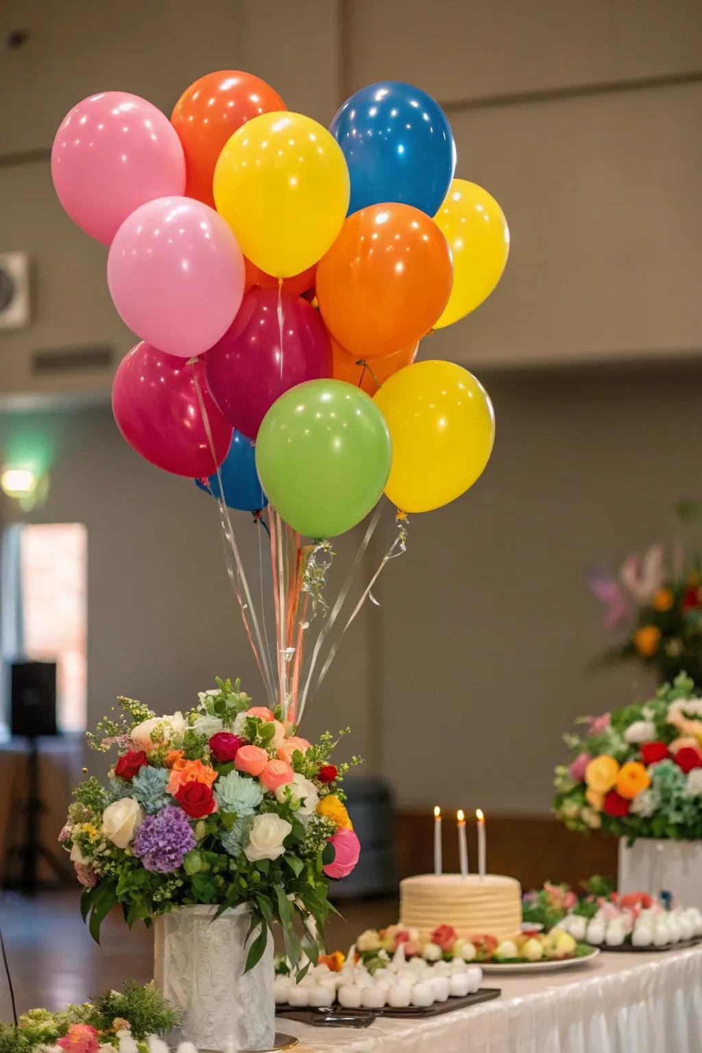 Balloon sets add height and color to the celebration.