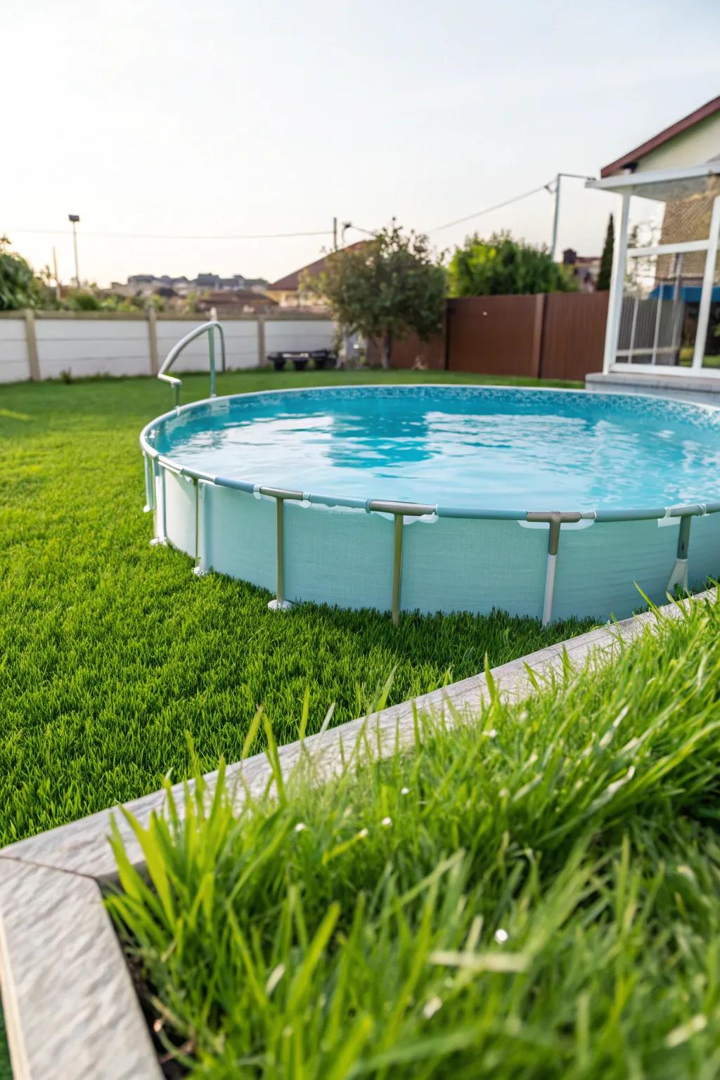 Artificial grass provides a lush, no-maintenance landscape.