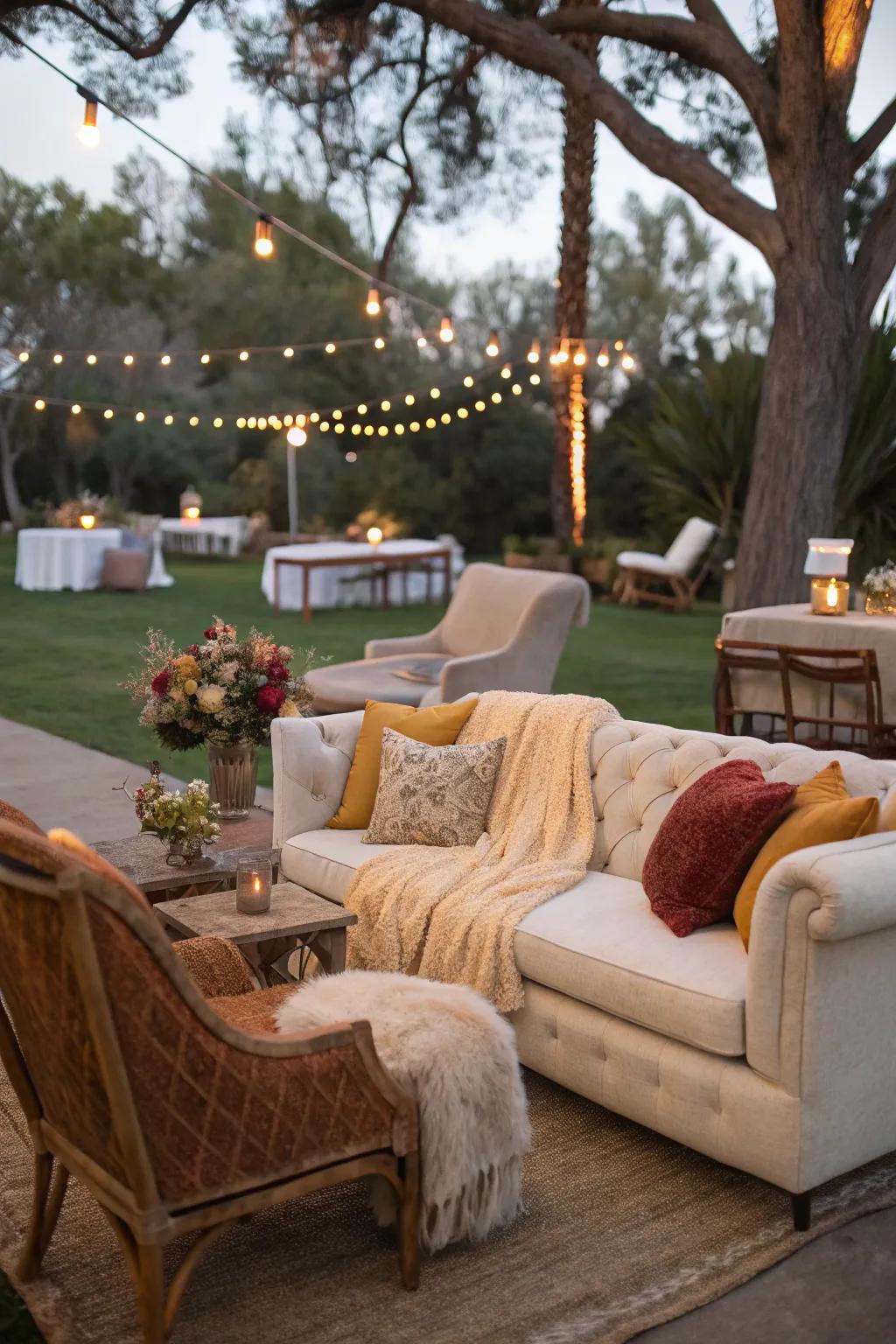 Encourage relaxing with cozy seating areas.