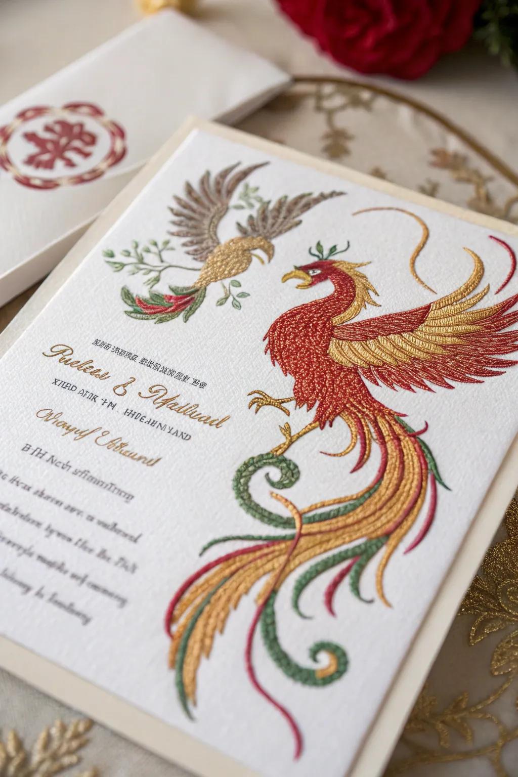 A conventional emblem elegantly embroidered onto invitations.