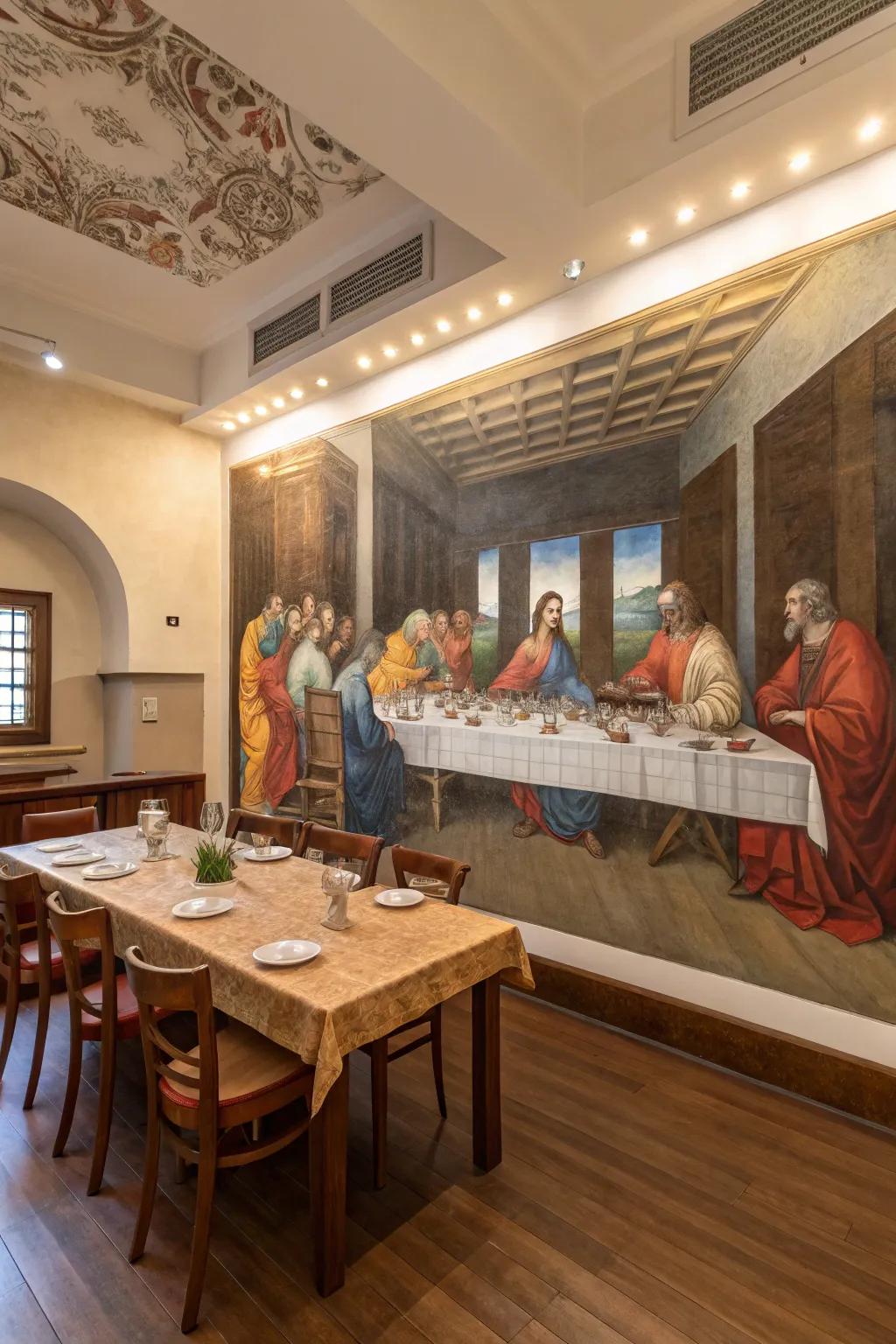 A biblical scene mural creates a captivating focal point in any room.