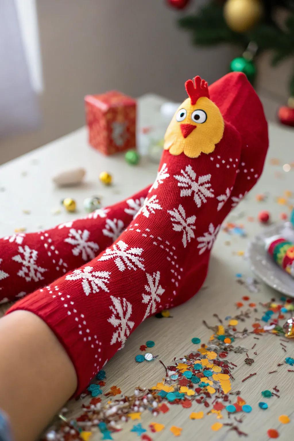 Gag gifts bring laughter to any sock exchange.
