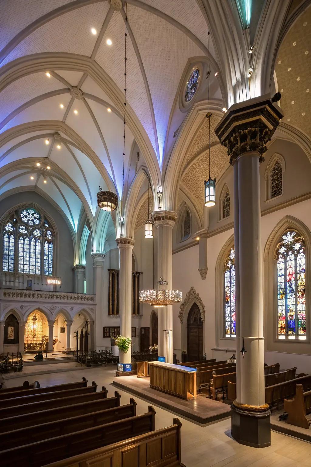 Illumination that amplifies architectural splendor and atmosphere.