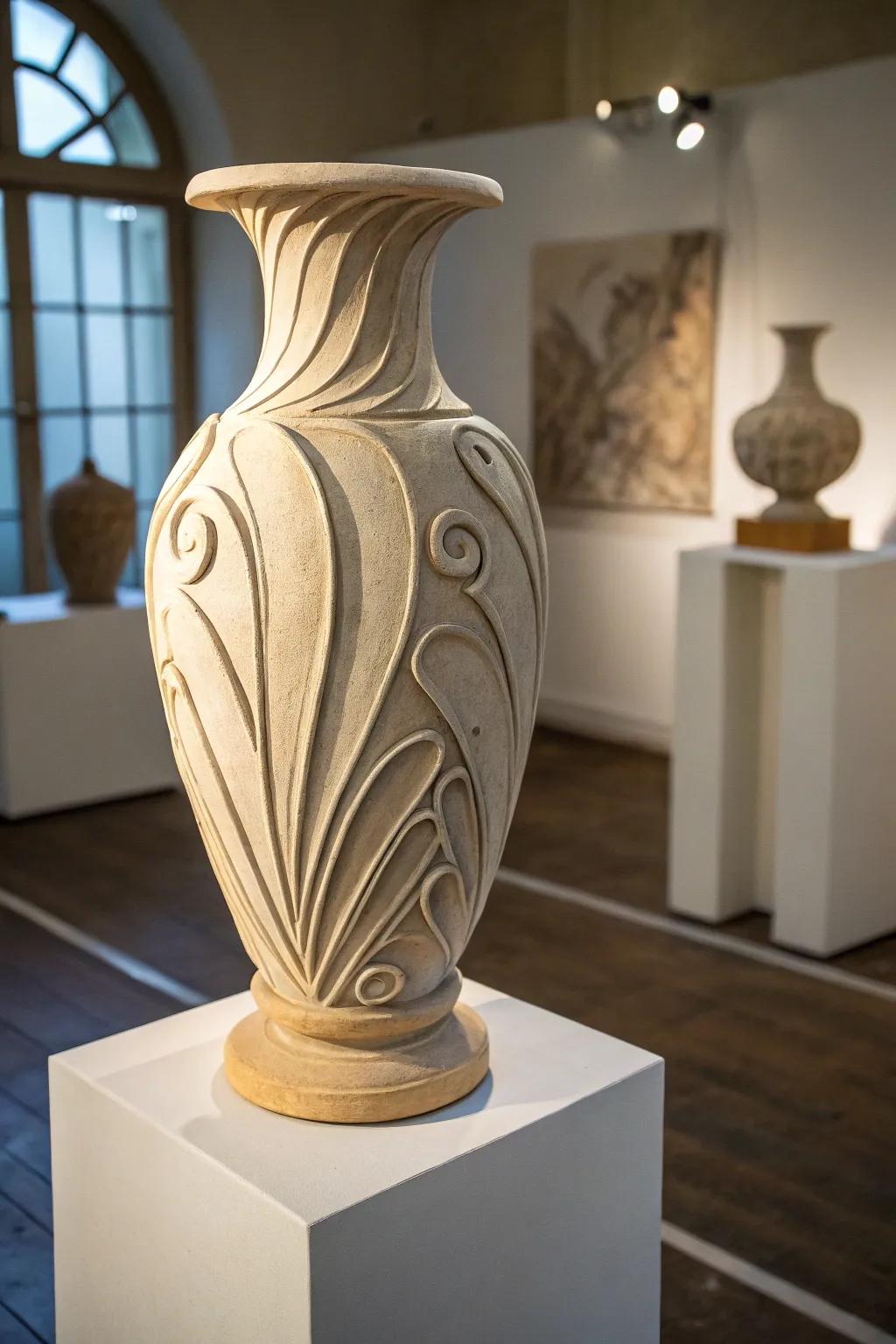 A sculptural dirt pot filling in as a creative point of convergence in a room.