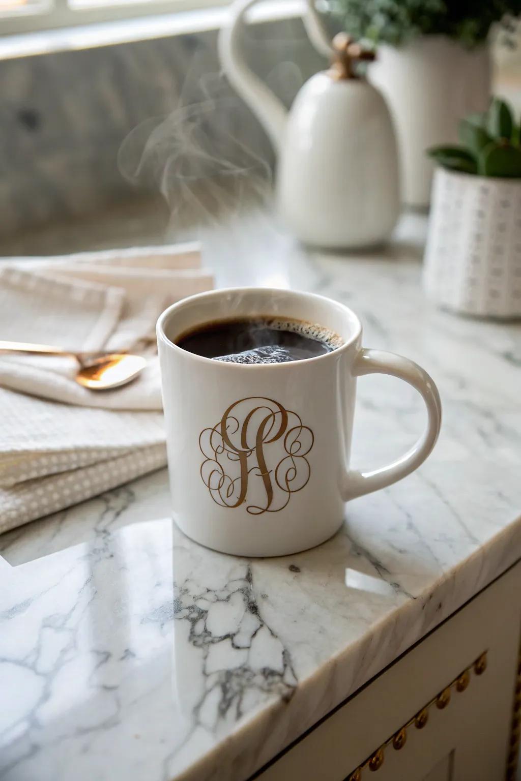 Make it personal with everyday cups featuring personalized initials.
