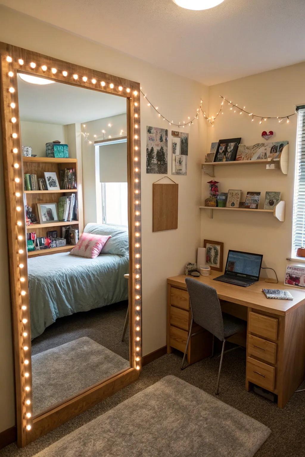 Mirrors can make your dorm seem bigger and brighter.