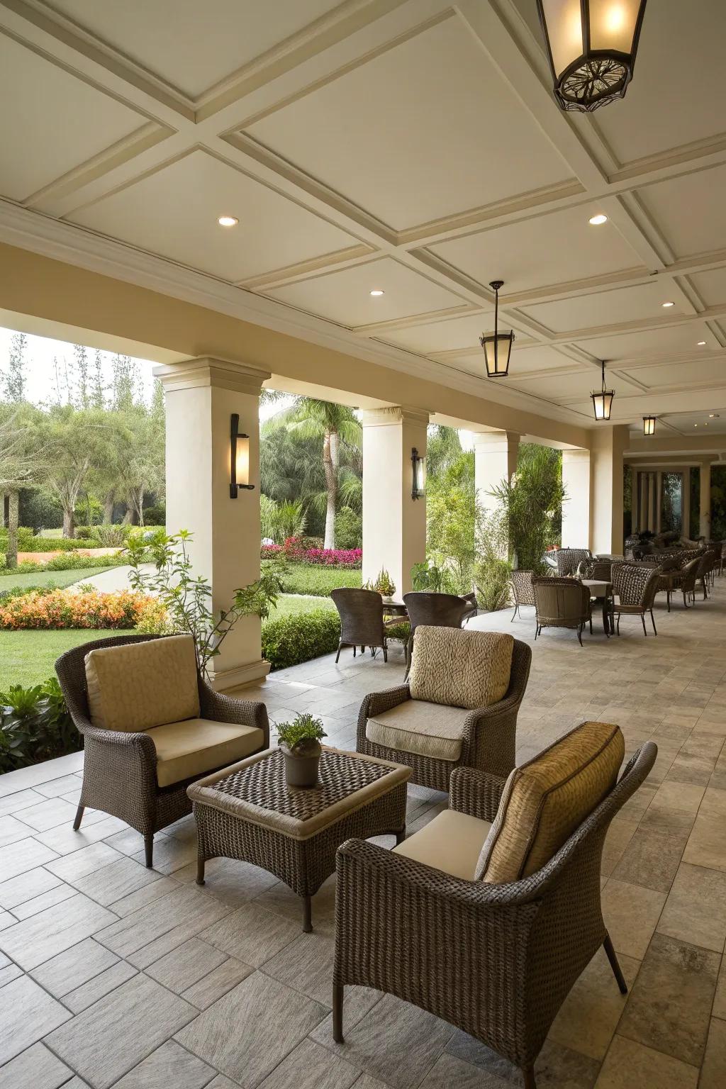 An open-layout patio ideal for gatherings and relaxation.