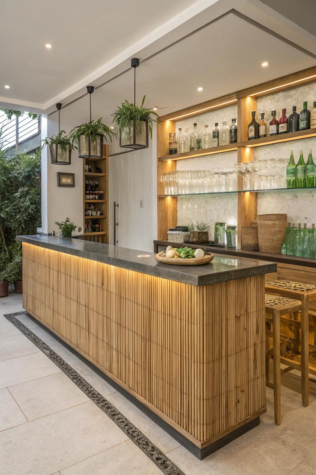 Go green with an eco-friendly bar arrangement.