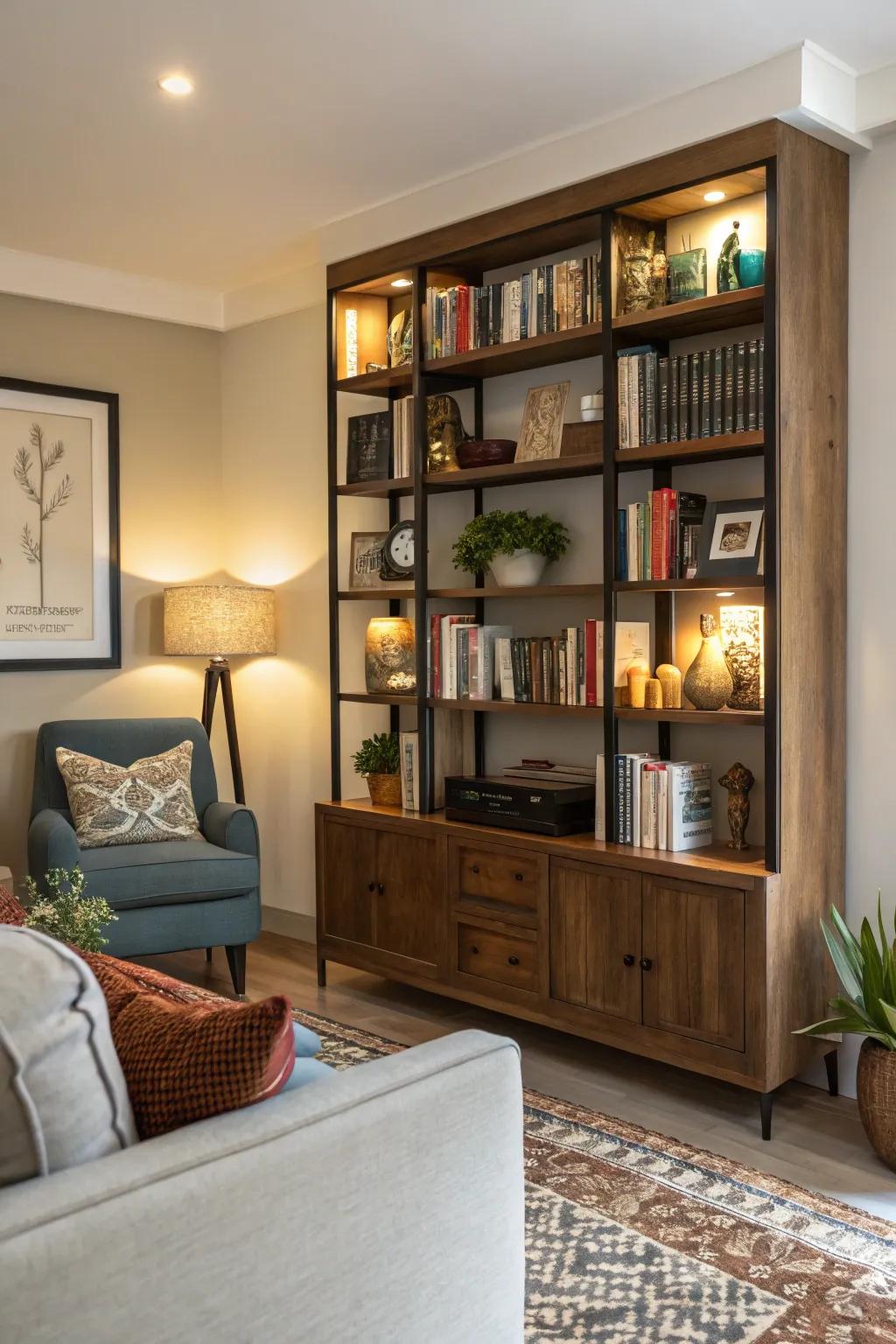 Bookshelves contribute substance and character to your living room.