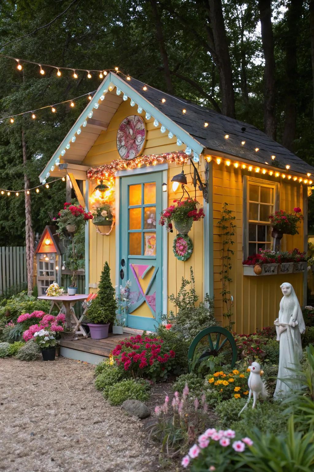 A magical garden building overflowing with whimsy.