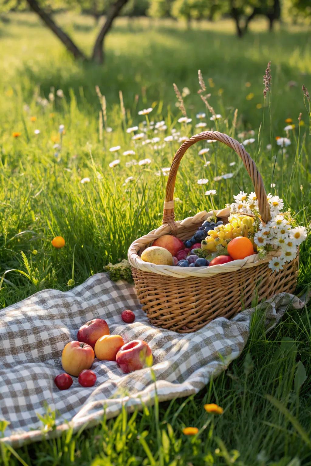 Weaved meal baskets make open-air dining a delightful experience.