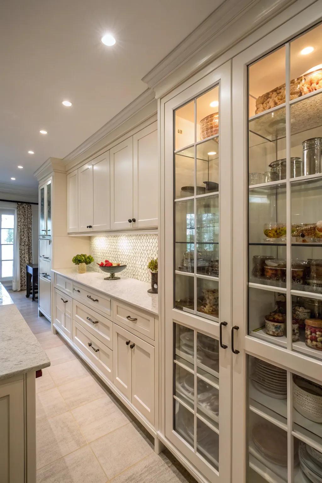 Elegant glass inserts in end caps that add a dash of sophistication.
