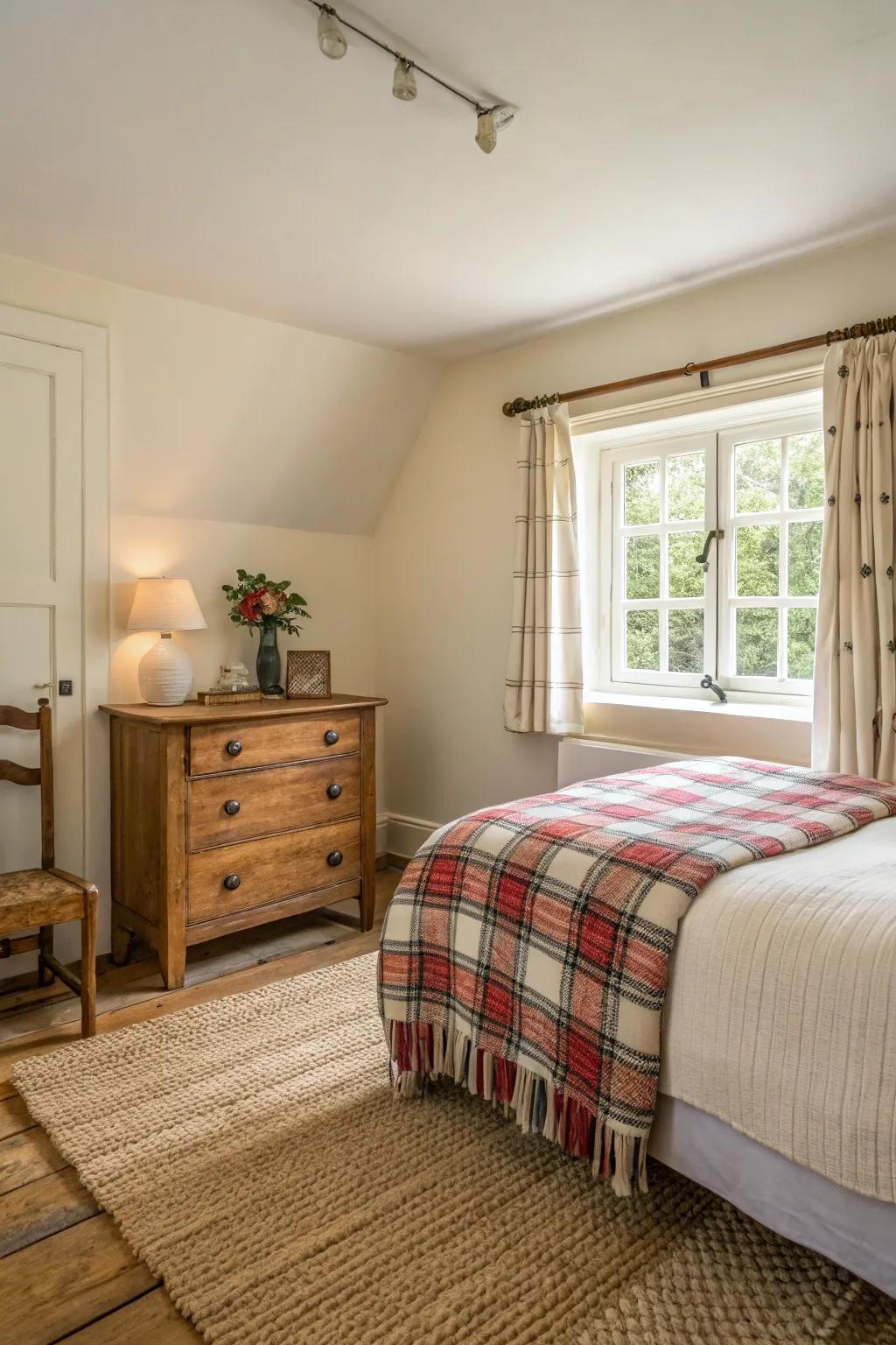 A tidy room with minimal, functional decor elements.
