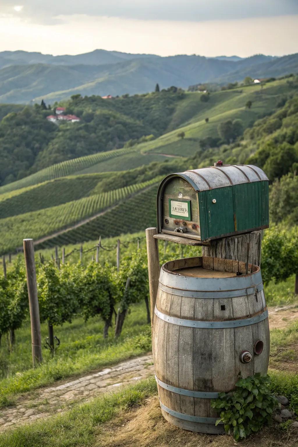 A barrel stand provides a robust foundation with rustic appeal.