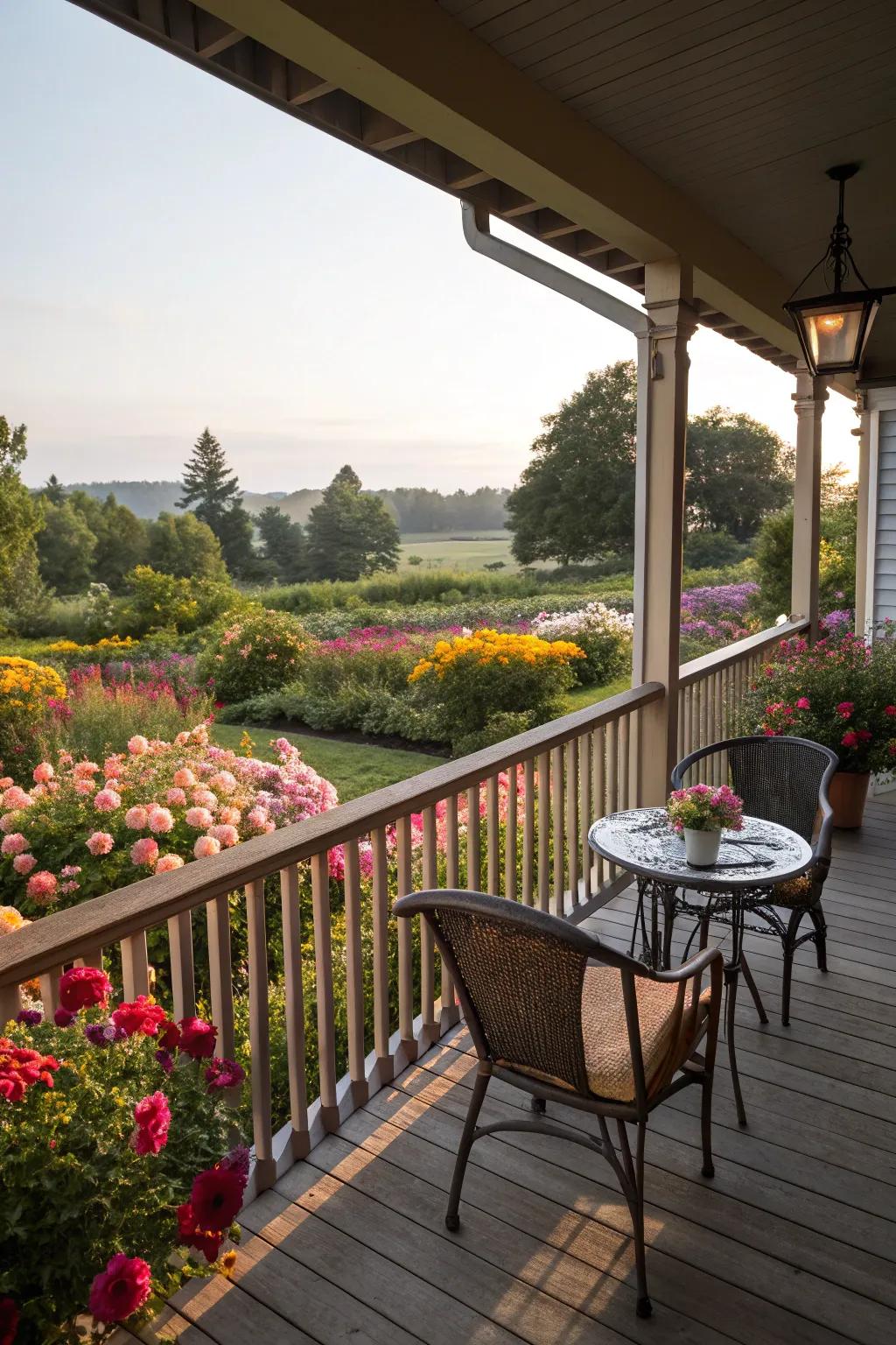 Garden views establish a tranquil and natural ambiance.