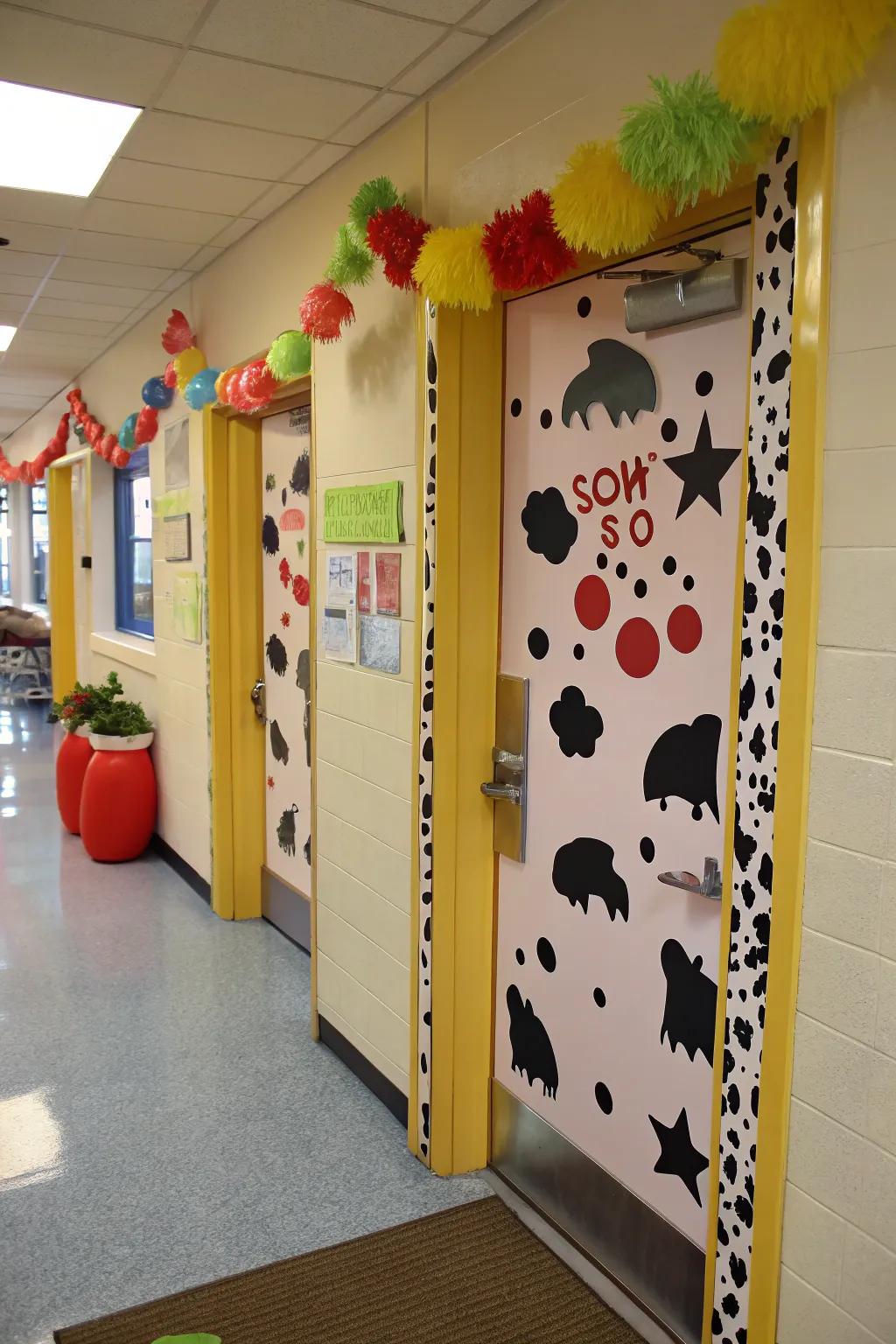 A 'The Udder Best Class' door decoration for classroom pride