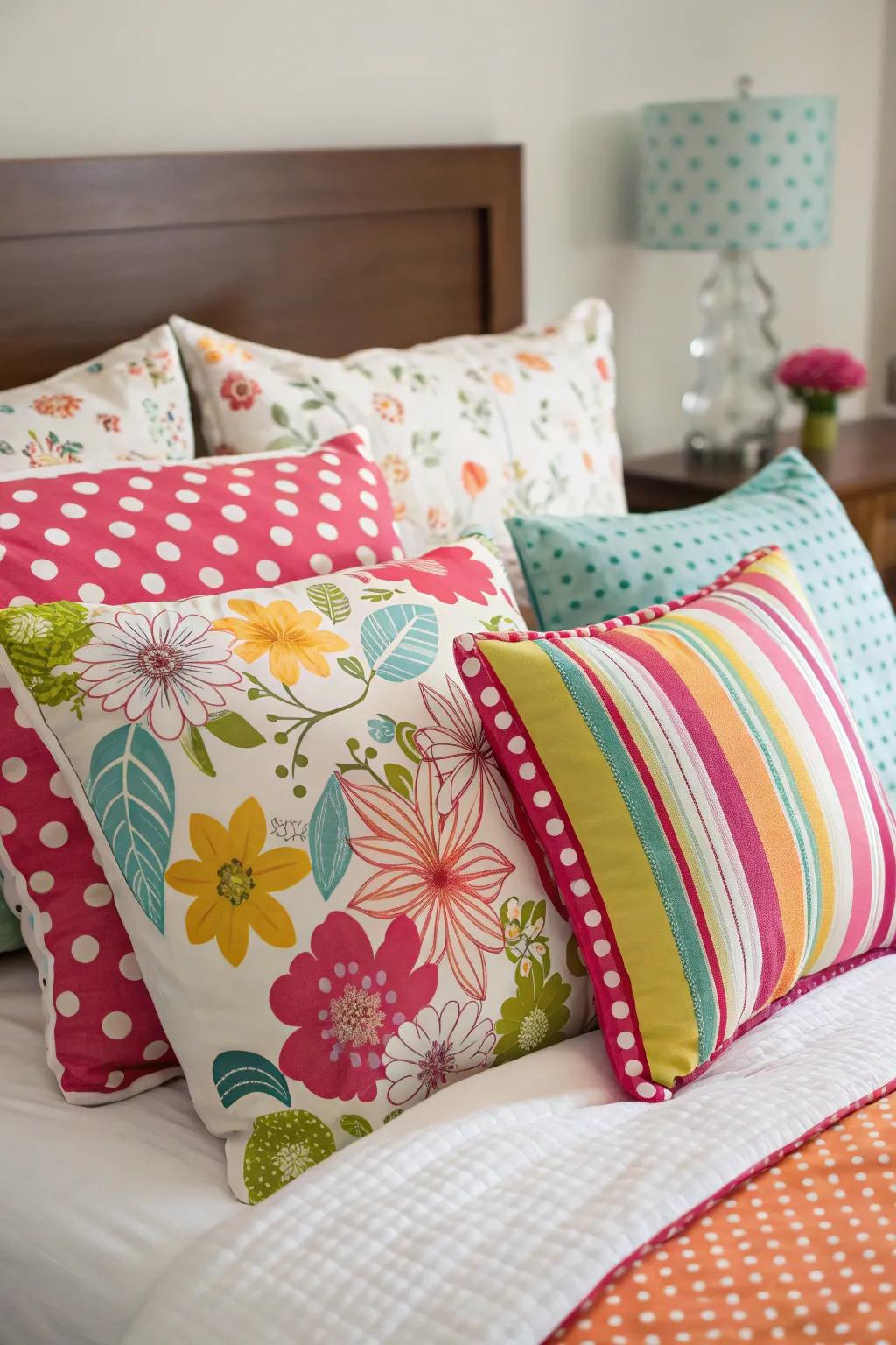 A mix of pillows adds layers of comfort and style to your bed.