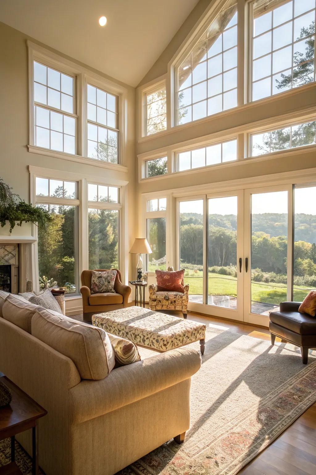 Harnessing natural light brightens and warms the living area.