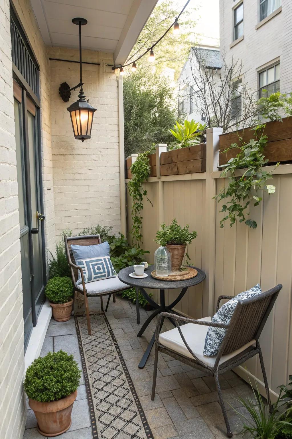 Clever placement maximizes small patio space.