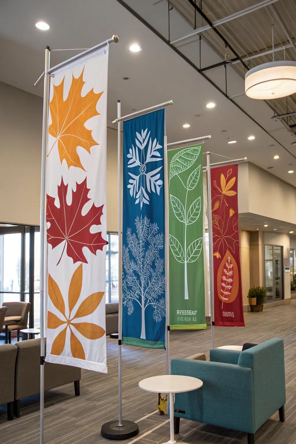 Seasonal flags bring a dynamic and festive feel to your home.