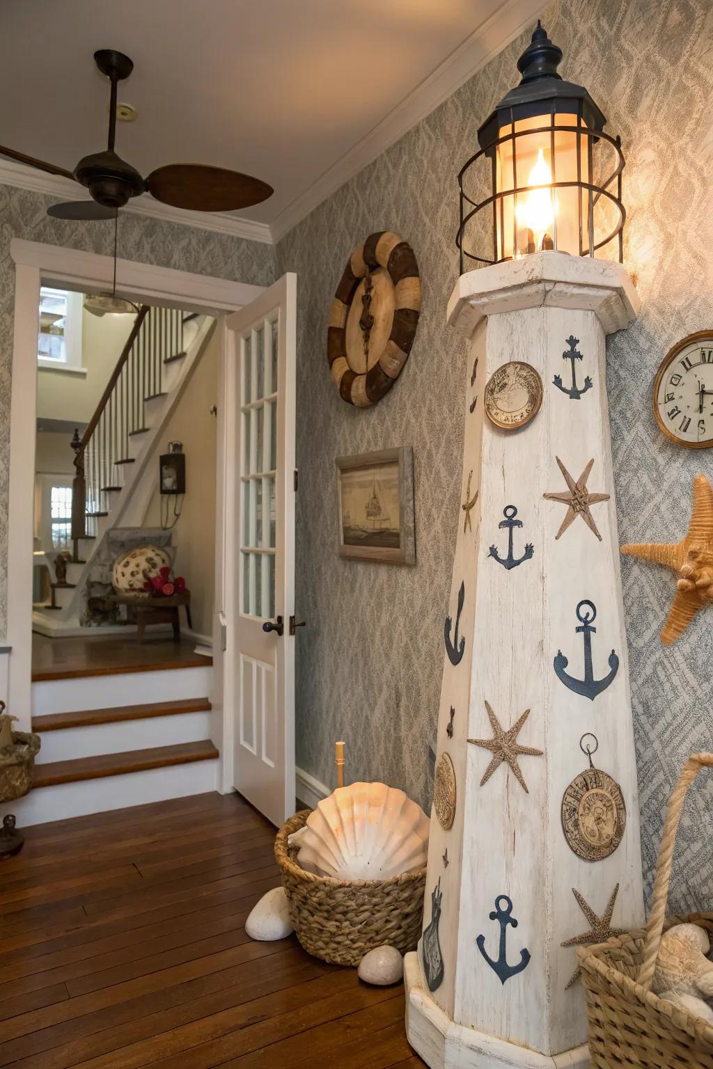 A beacon feature that welcomes with cruise ship warmth.