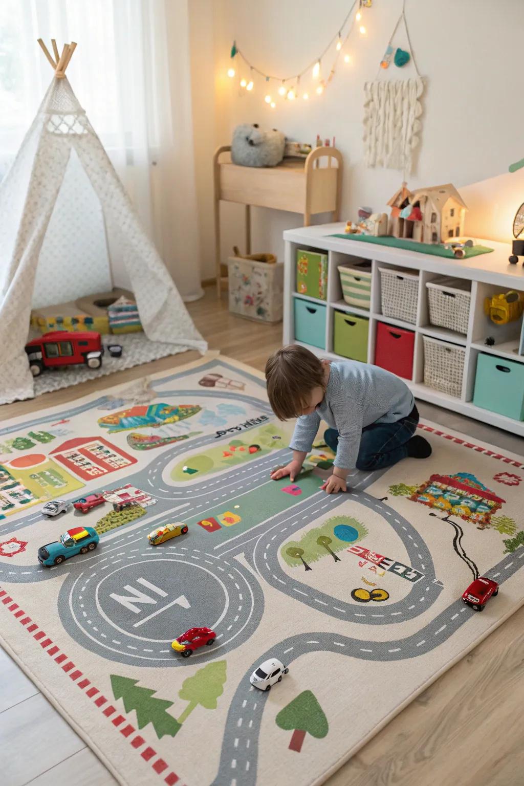 Interactive play rugs transform any room into a playful adventure zone.