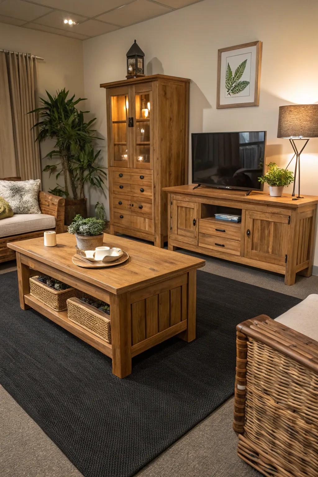 Organic aspects that enhance the richness of dark carpet.