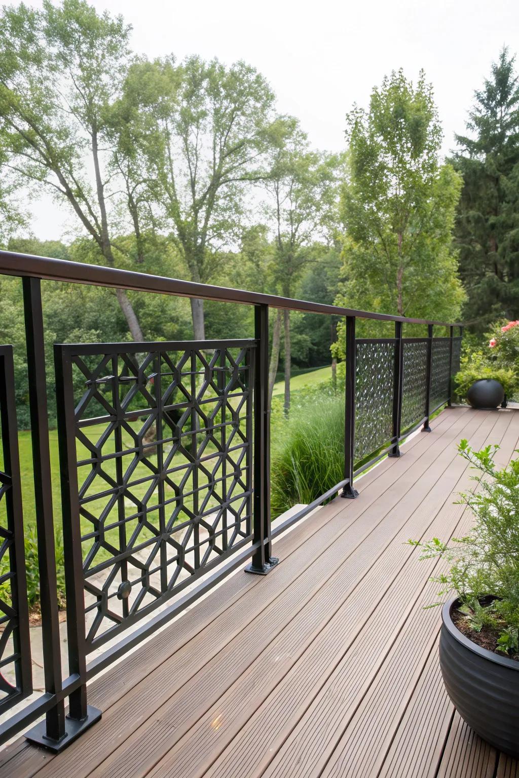 Geometric designs append artistic flair to your deck.