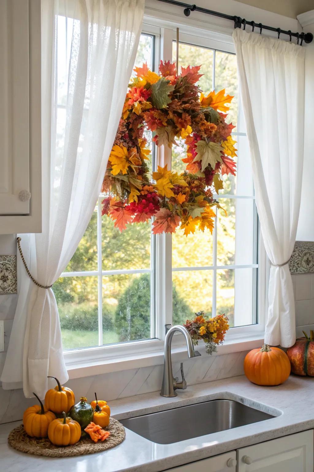 Seasonal decorations bring a festive feel to the kitchen.