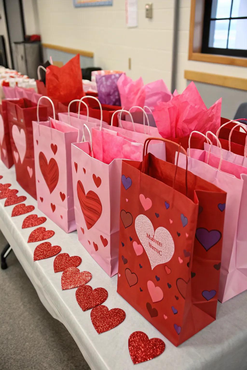 Vivid hues fashion eye-catching Valentine's carriers.