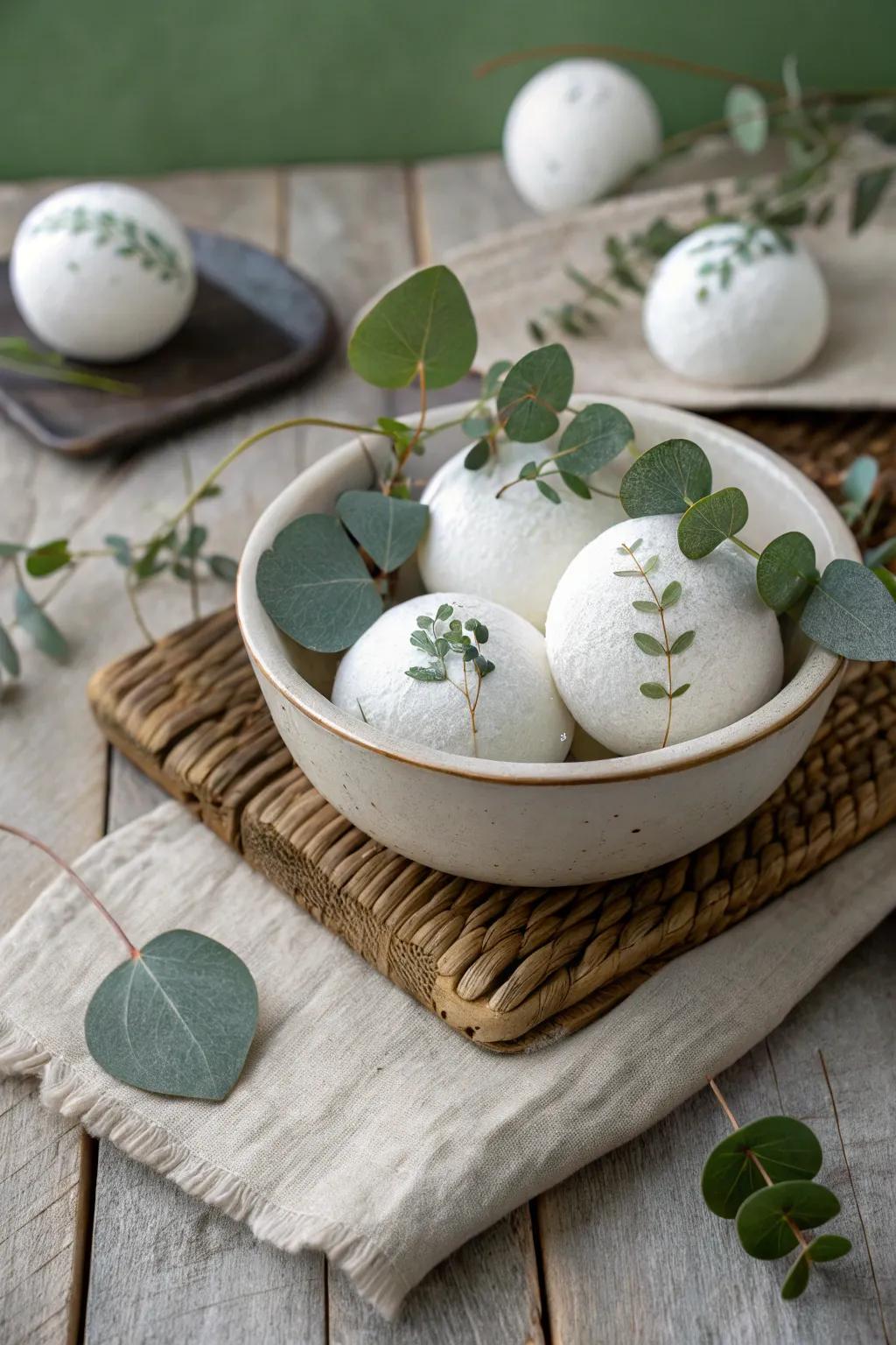 Eucalyptus-covered spheres for an all-natural always-green detail
