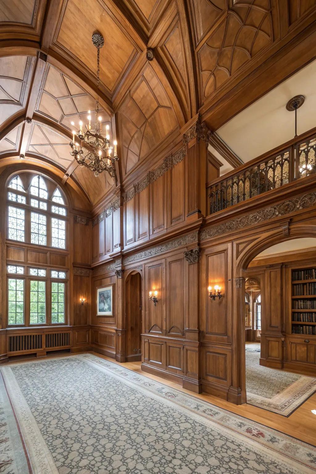 Architectural aspects add character to the den.