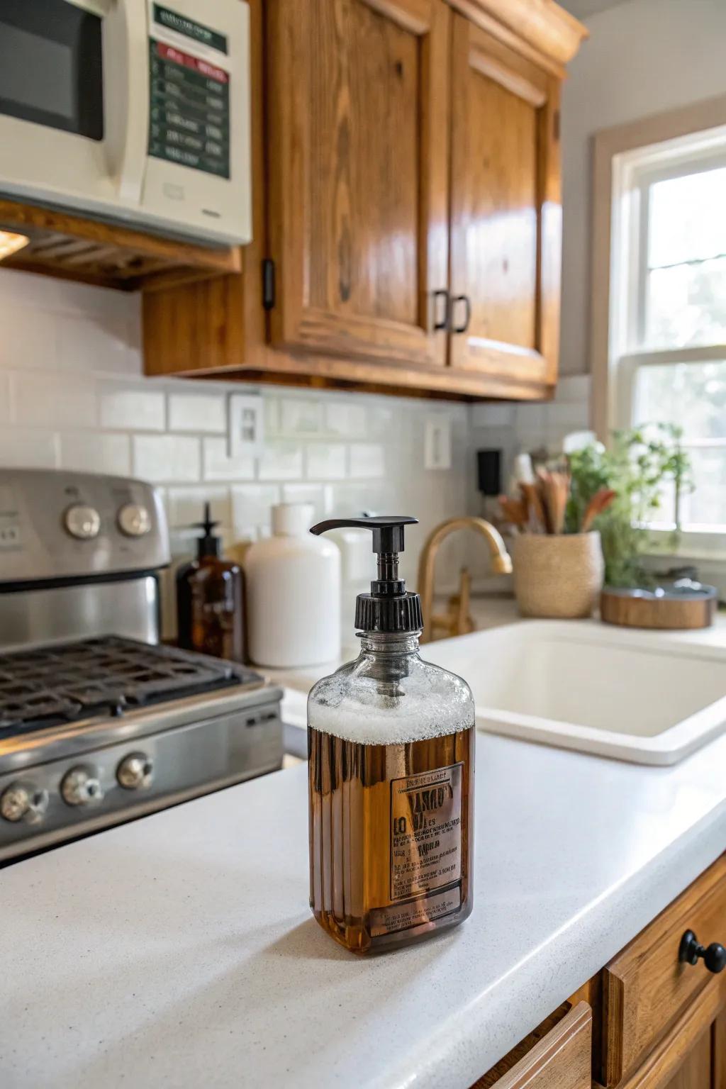 Pharmacy bottles evoke a vintage pharmacy vibe.