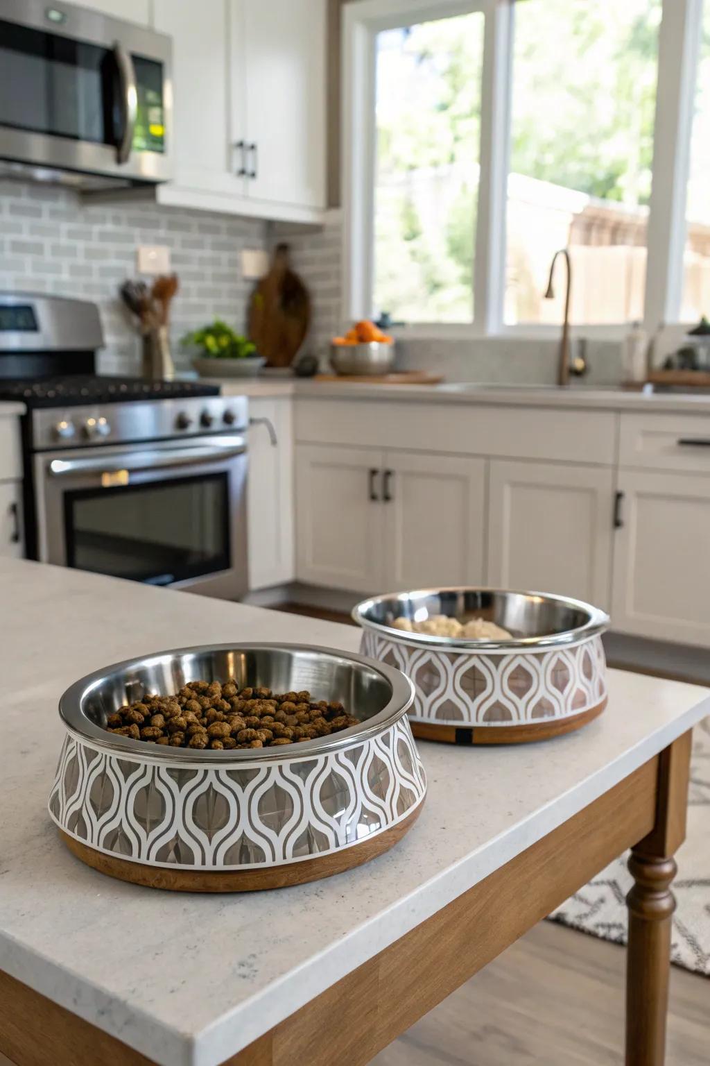 Elevate your kitchen with fashionable pet bowls.