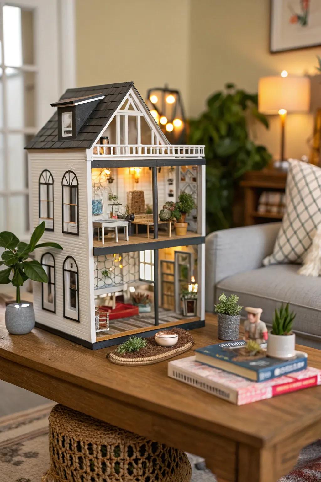 Eclectic patterns infuse individuality into dollhouse presentations.